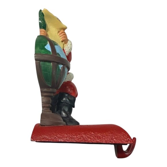 VNTG Cast Iron Santa Claus Stocking Holders With Globe & Gift Bag Made In Taiwan - Picture 11 of 12